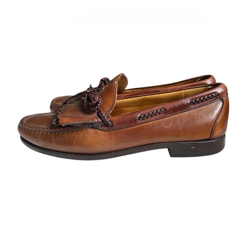Allen Edmonds Woodstock Brown Leather Loafers with double Kiltie Fringe